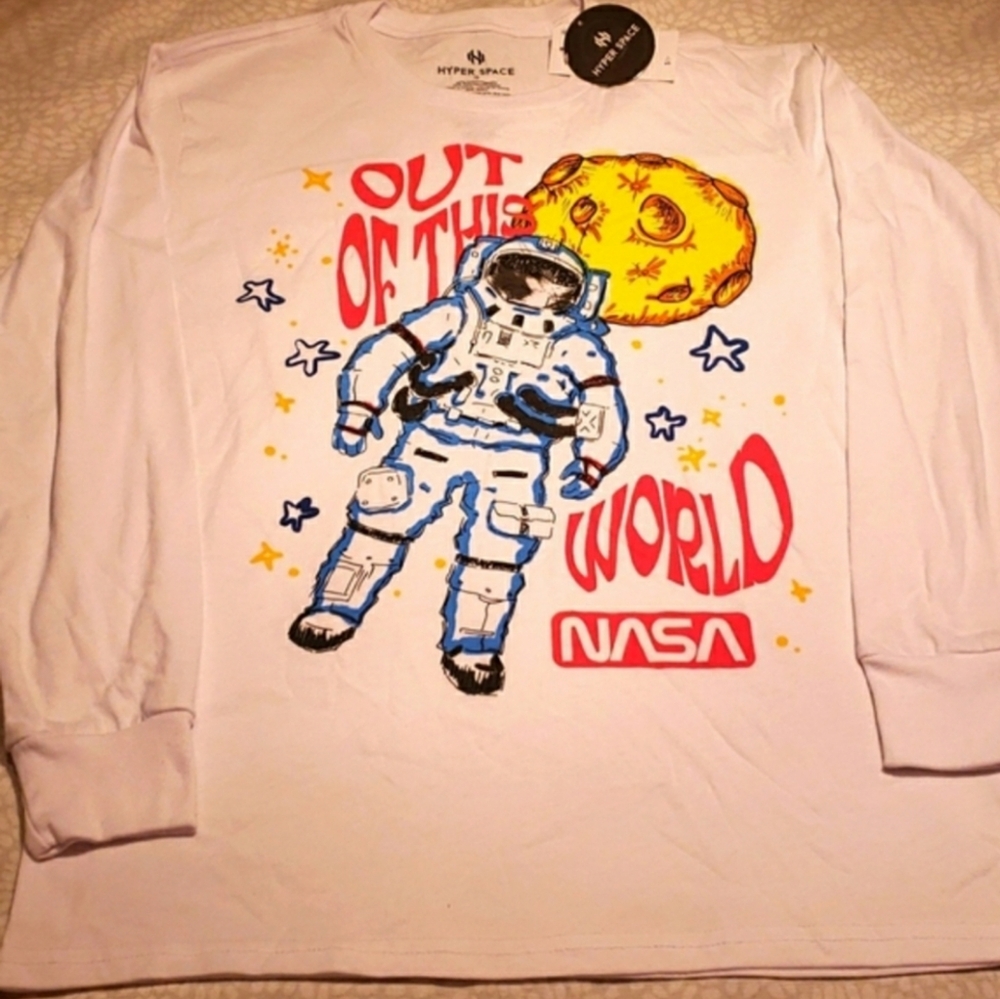 Hyper Space NASA Out of This World Long Sleeve T-shirt Size S - New